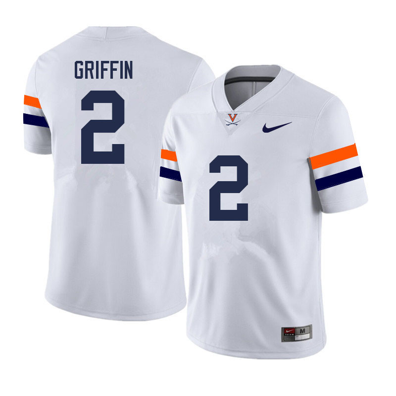 Men #2 Nash Griffin Virginia Cavaliers College Football Jerseys Sale-White - Click Image to Close